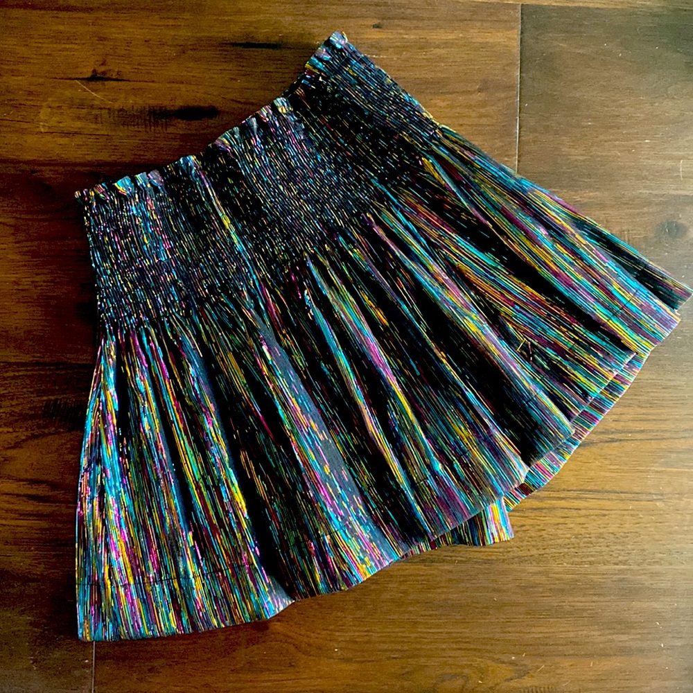 QOS Black Rainbow Leather Swing Shorts